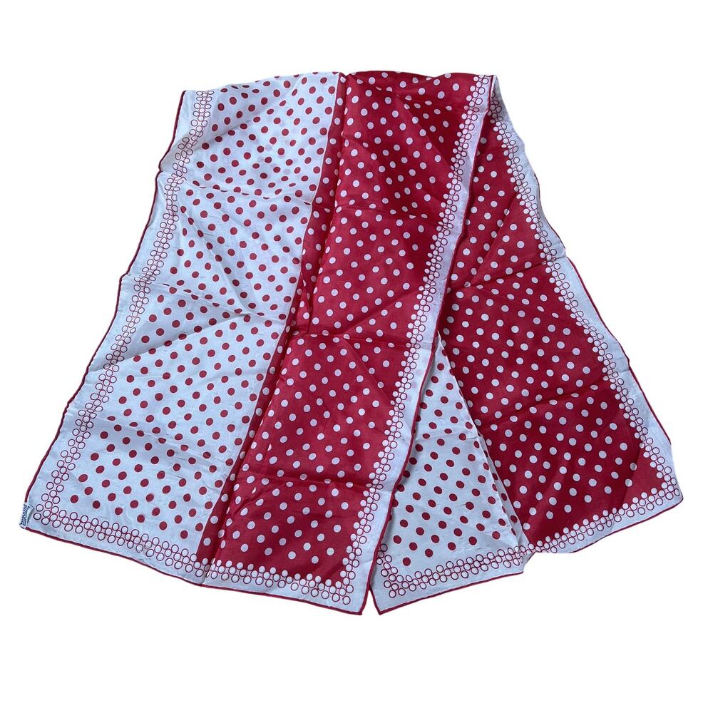 Kerchief Mens One Size Red Polka Dot Rayon Silk Satin Rectangle Scarf Japan